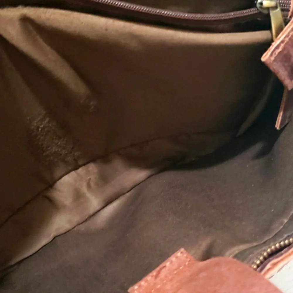 Distress brown leather laptop office work  school messenger bag